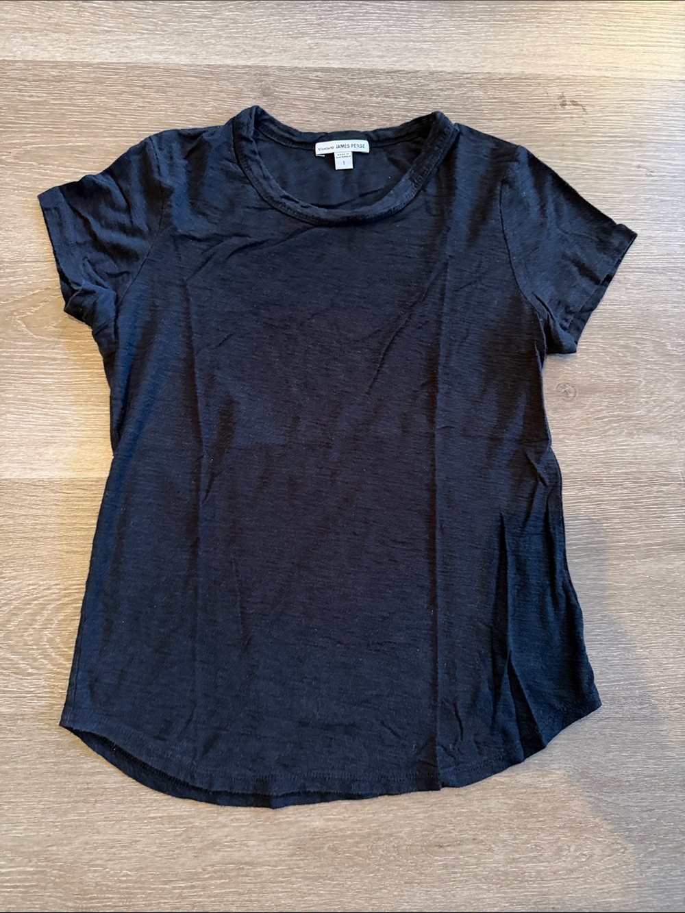 James Perse Black Short Sleeve Crew Tee Size 1